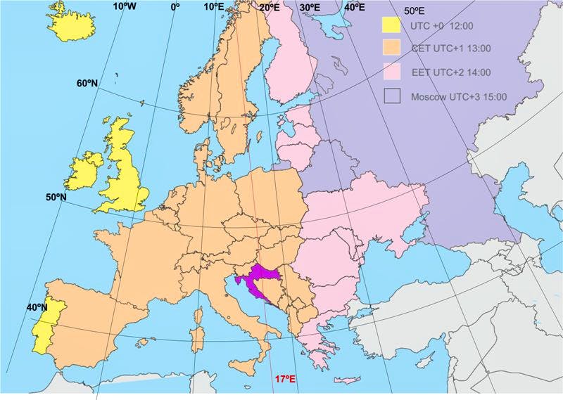 europe time zones europe time zones